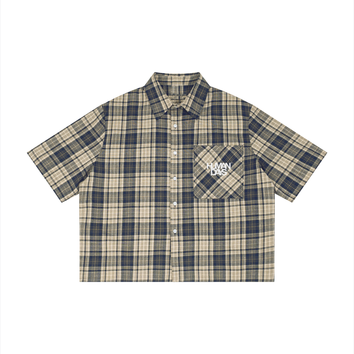 The Cookout Shirt - Unisex Plaid Boxy Short Sleeve Shirt, detail view