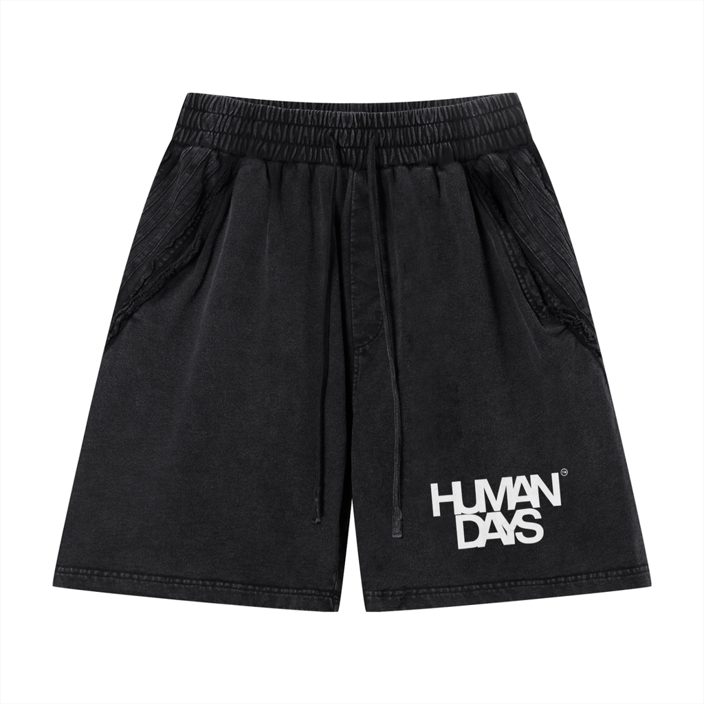 Unisex Vintage Wash Raw Edge Shorts