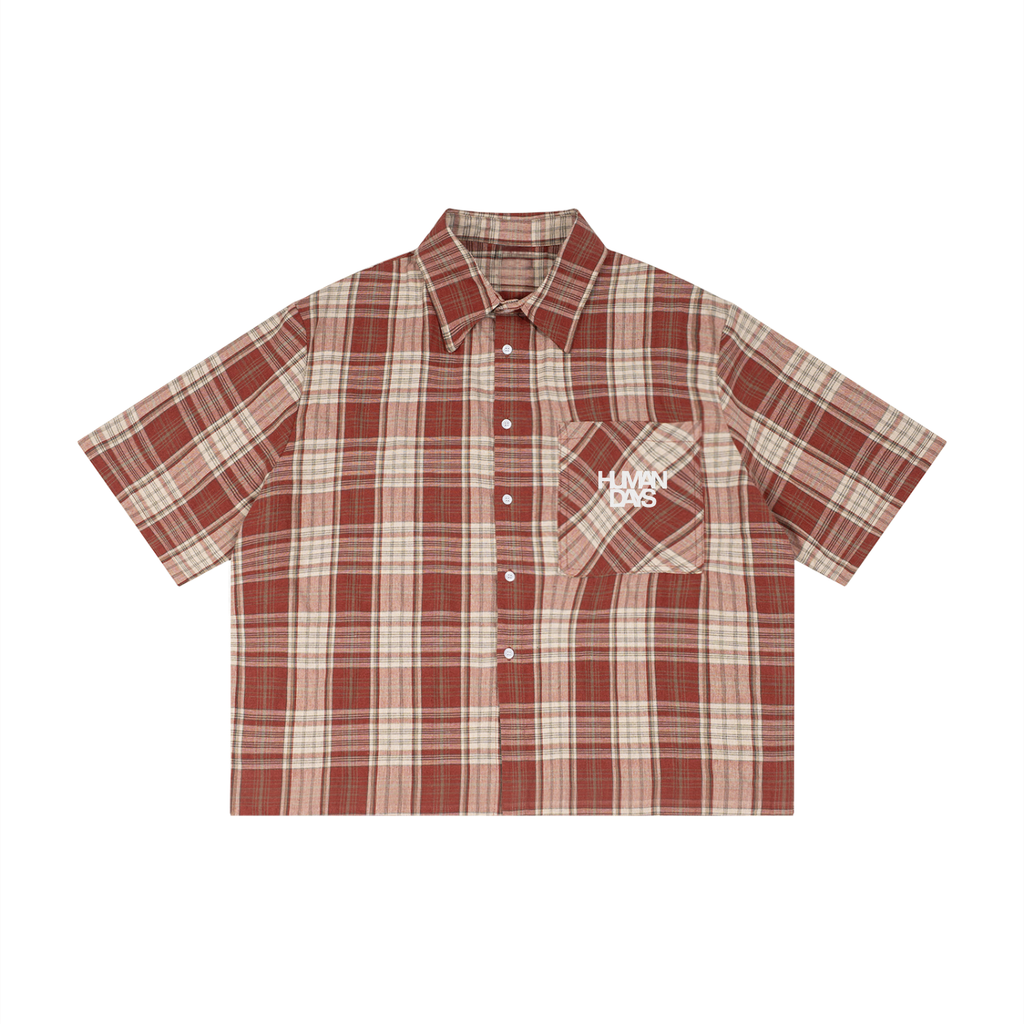 Unisex Plaid Boxy Short Sleeve Shirt