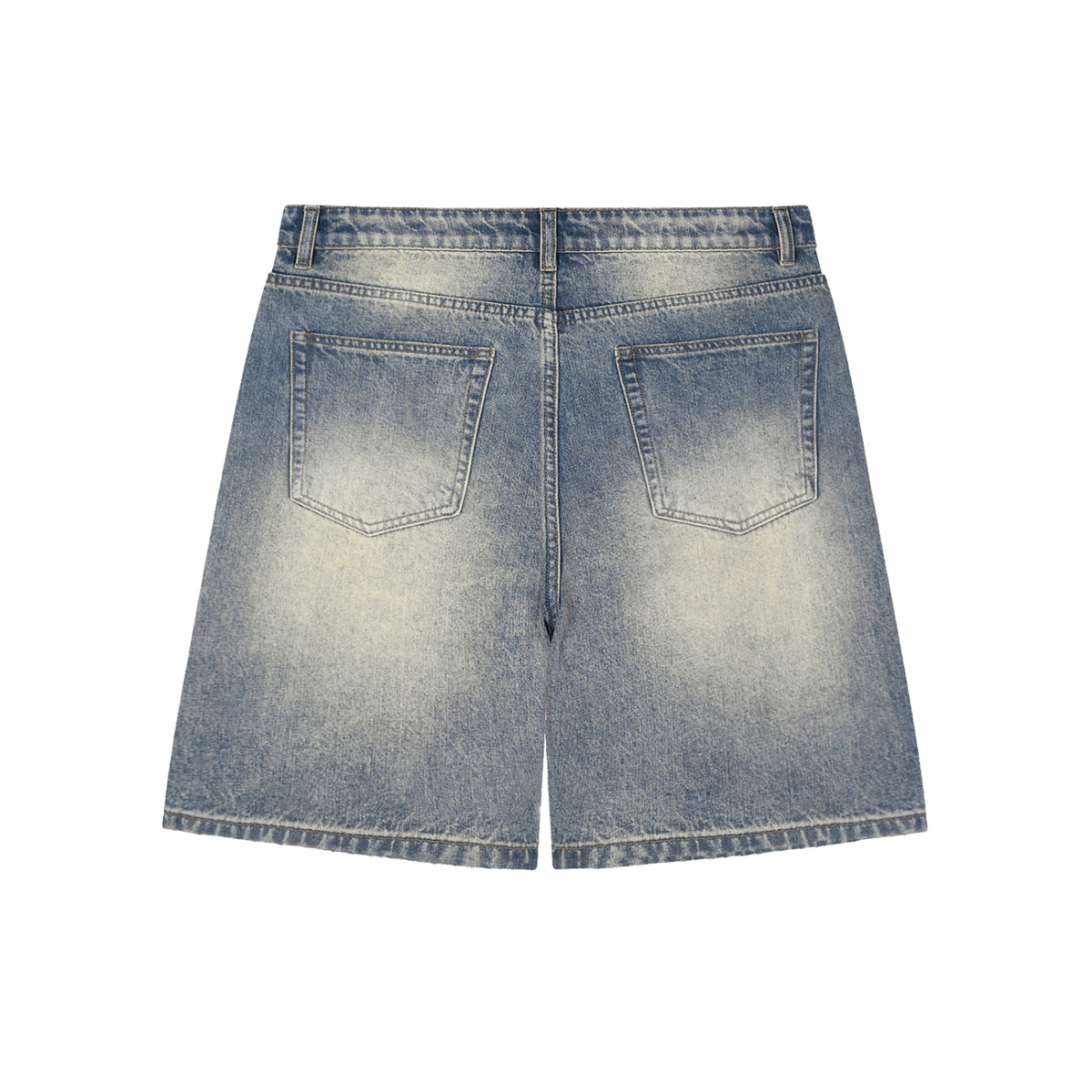 The Fade Out Shorts - Faded Distressed Baggy Denim Shorts, back view