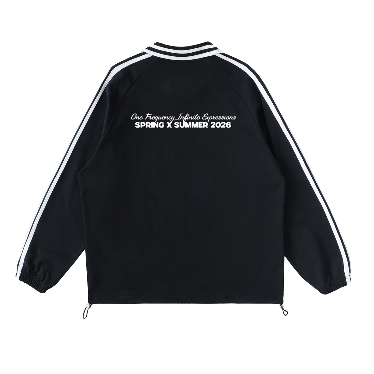 The Tailgate Sweatshirt - Contrast Striped Lapel Collar Sweatshirt, back view