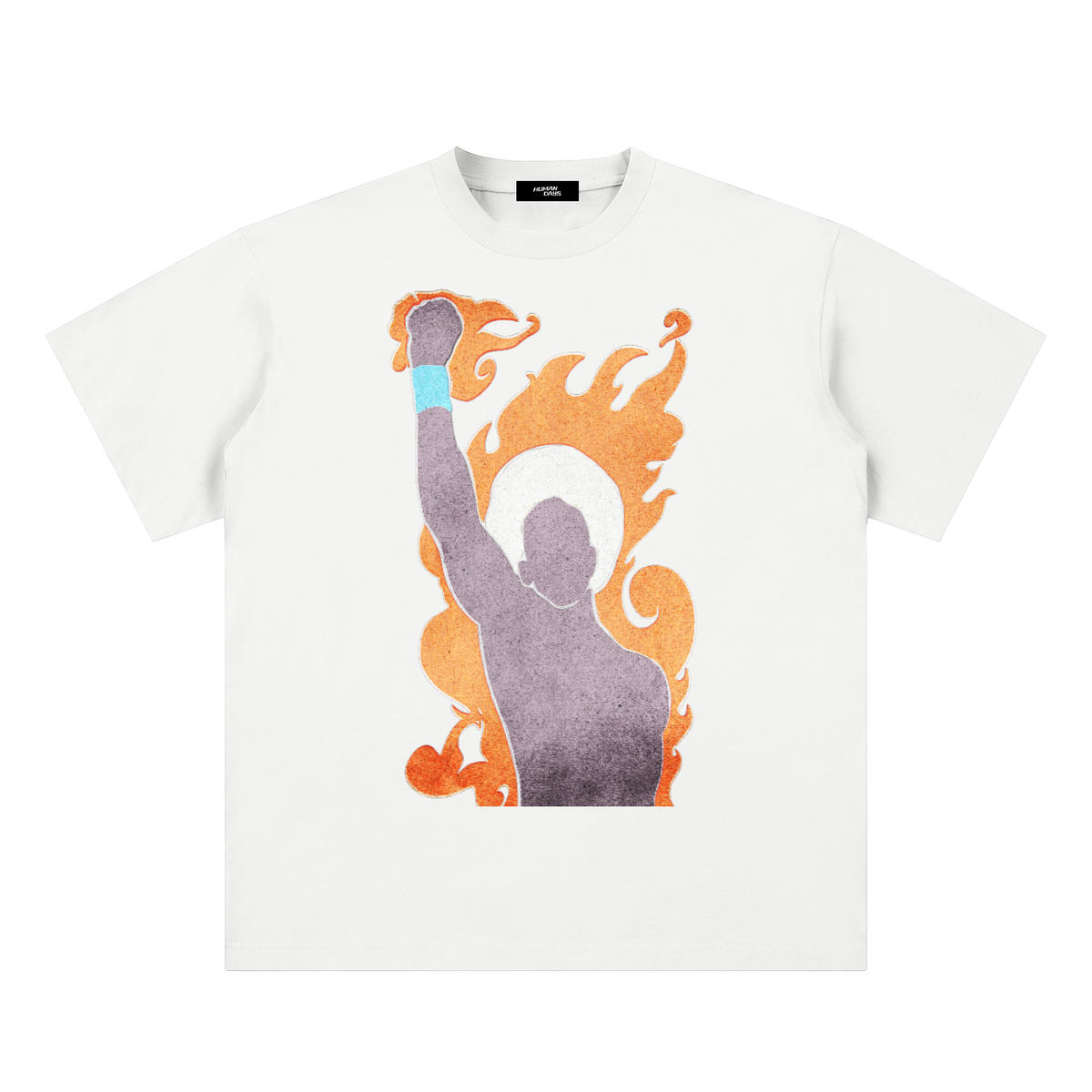 The Uprising Tee - white sueded cotton t-shirt, front view