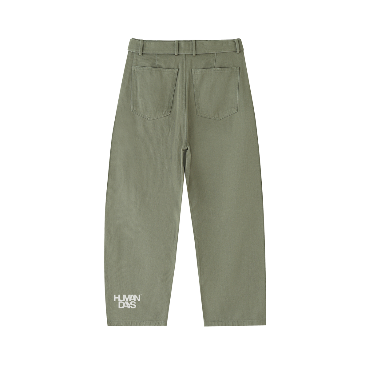 The Barrel Roll Pants - Belted Barrel-leg Chino Pants, detail view