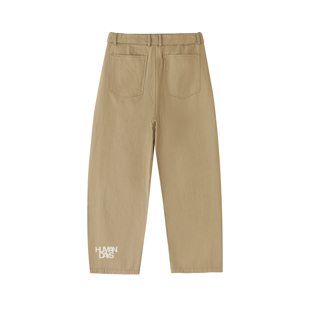 Belted Barrel-leg Chino Pants