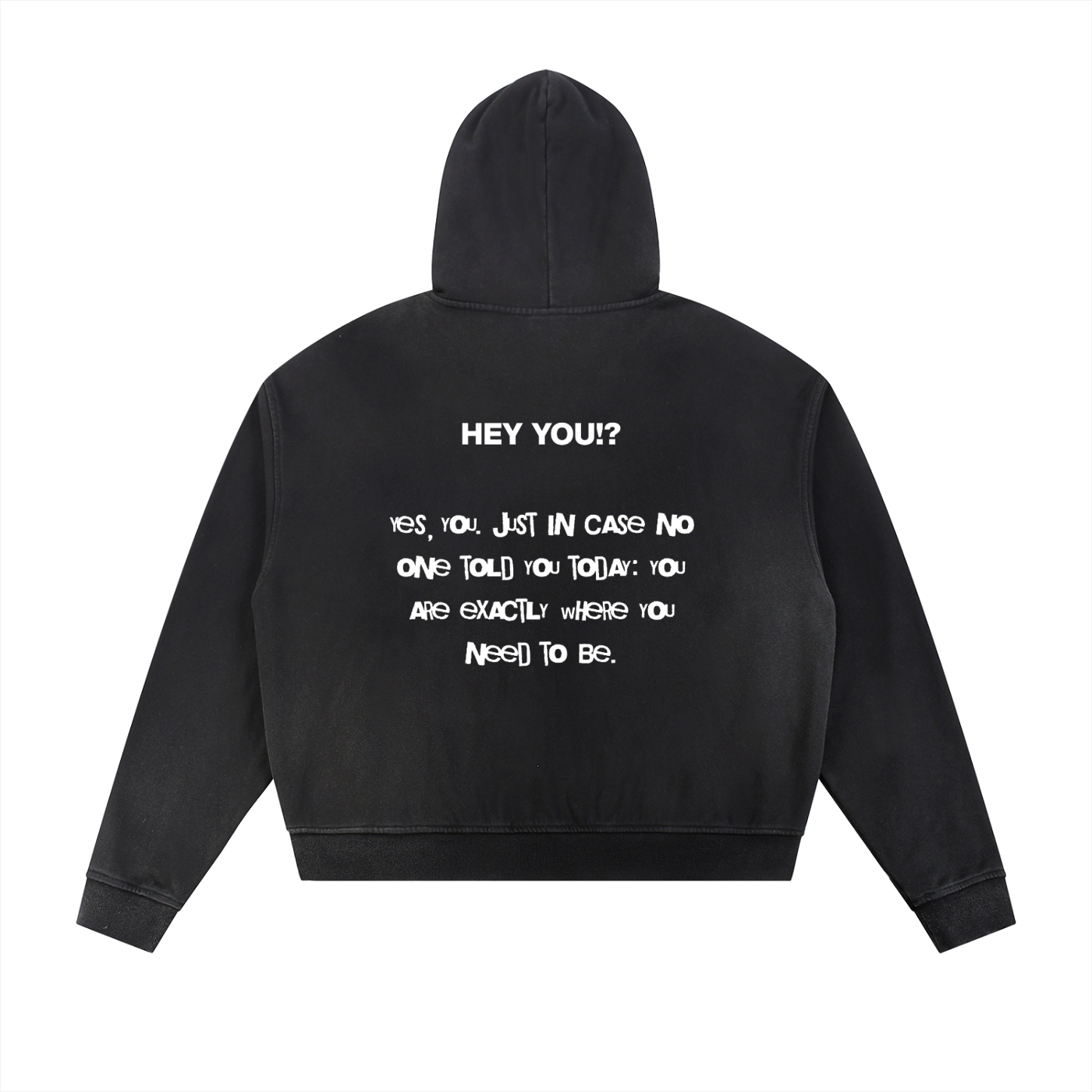 Hey You!? Washed Hoodie — White
