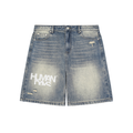 Faded Distressed Baggy Denim Shorts