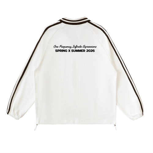 Contrast Striped Lapel Collar Sweatshirt