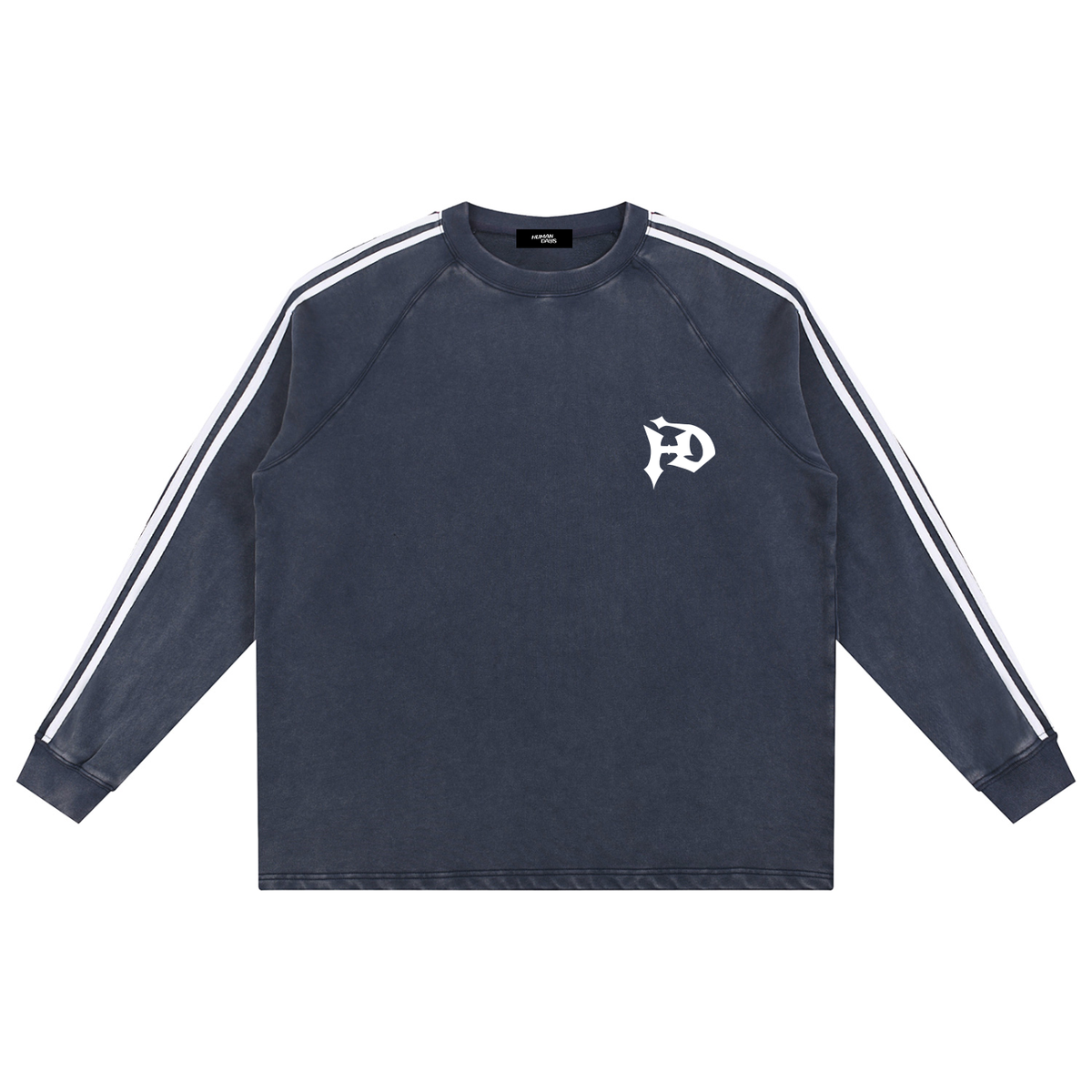 The Snowfall Sweatshirt - Snow Washed Contrast Tape Sweatshirt, detail view