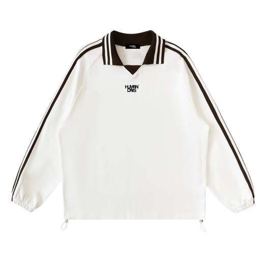 The Clubhouse Sweatshirt - Contrast Striped Lapel Collar Sweatshirt, front view