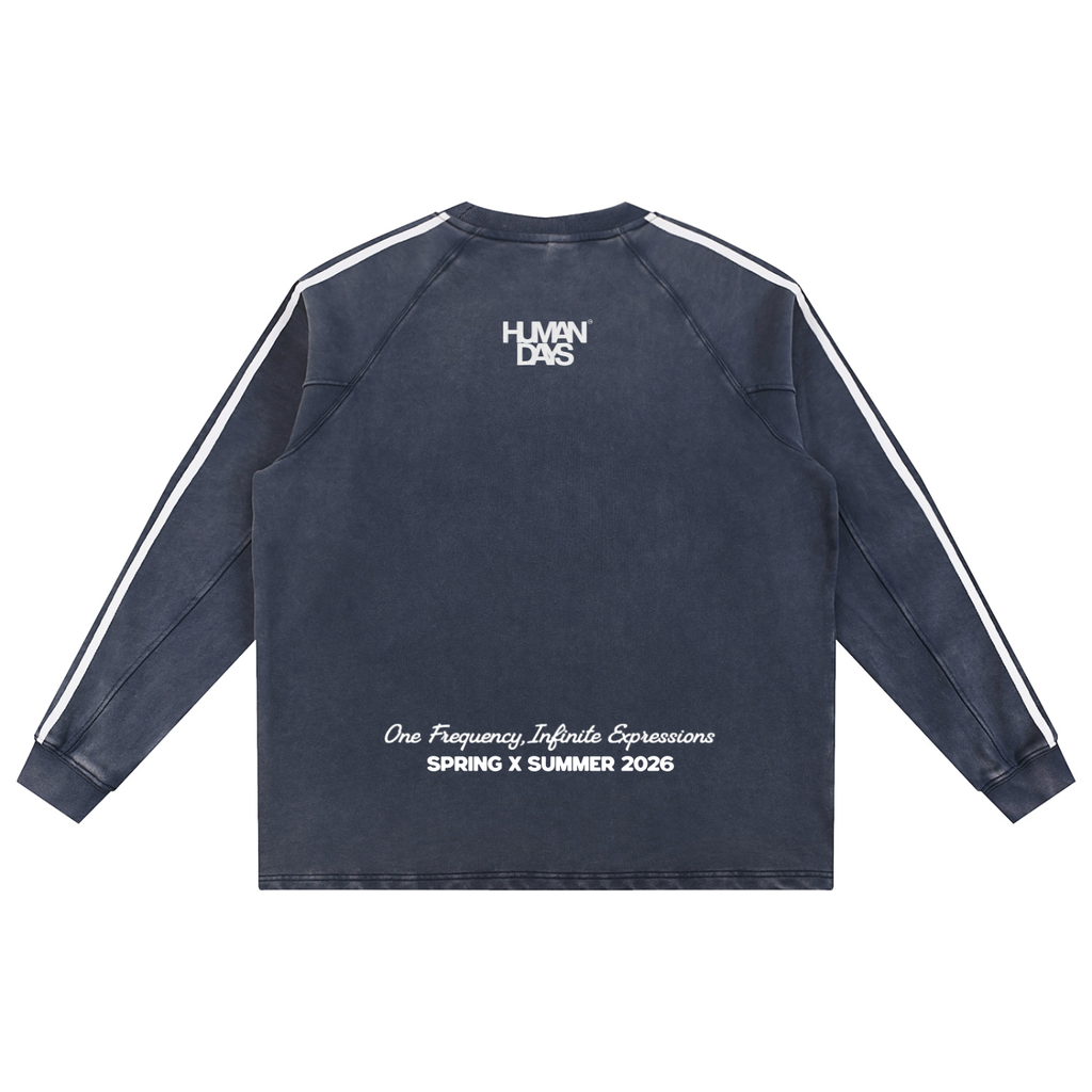 Snow Washed Contrast Tape Sweatshirt