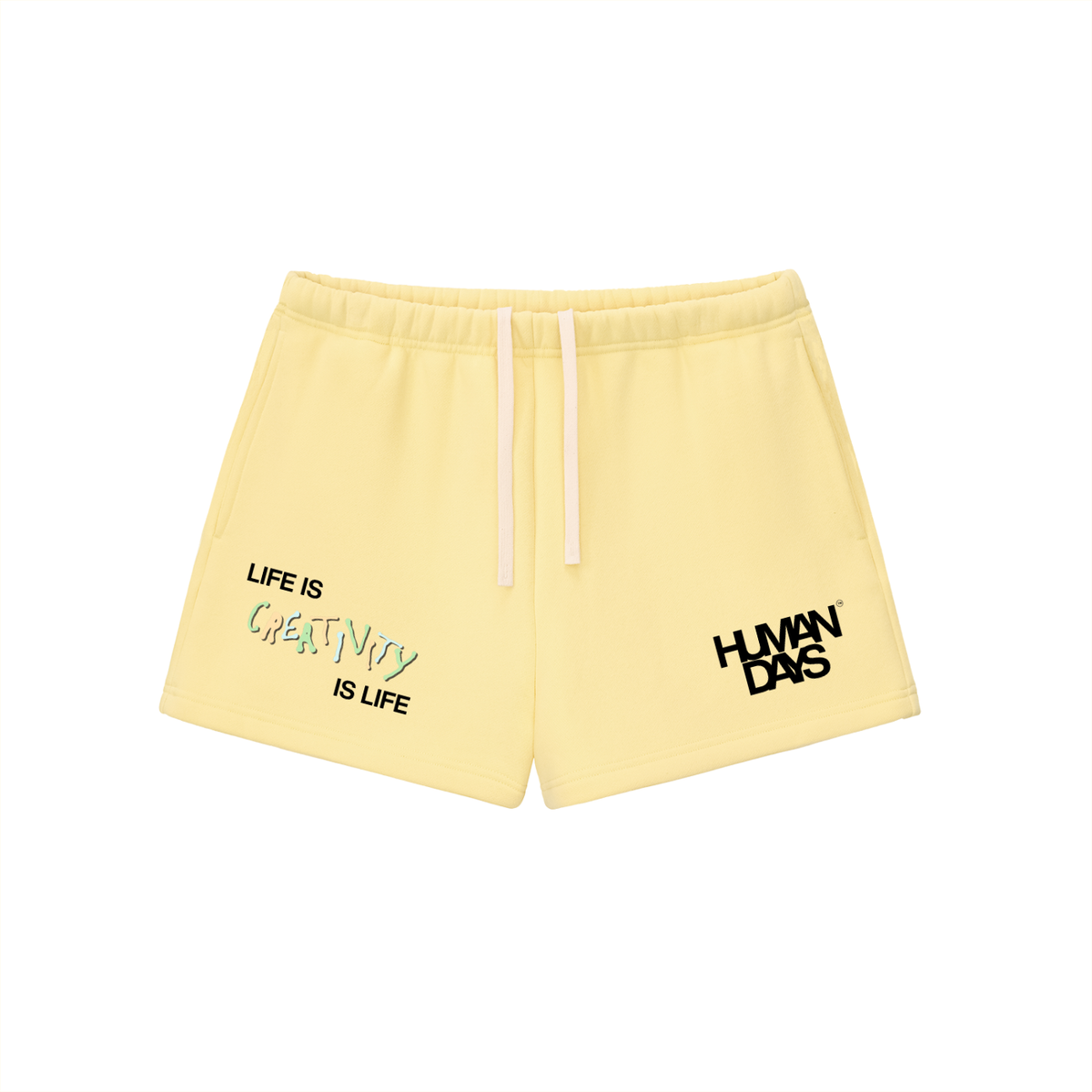 The Creativity Shorts - Essential Fleece Drawstring Sweatshorts, detail view