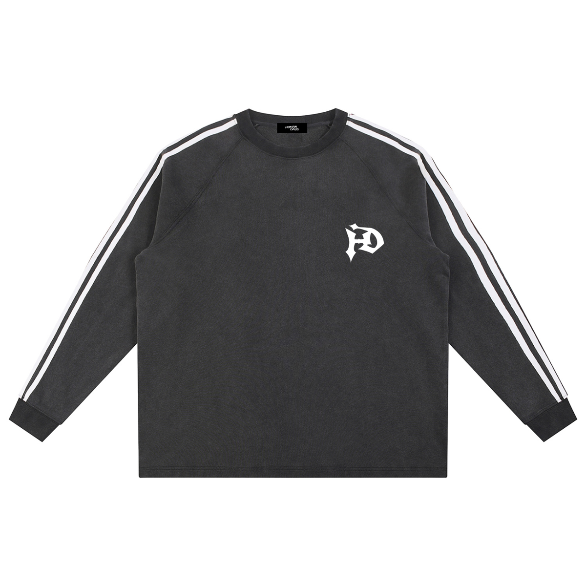 The Snowfall Sweatshirt - Snow Washed Contrast Tape Sweatshirt, front view
