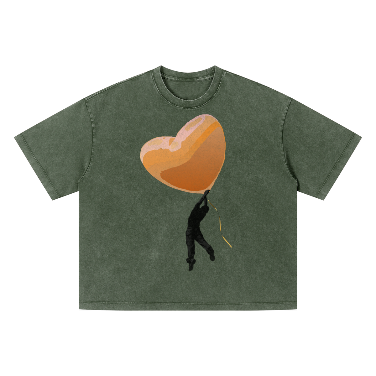 The Up and Away Tee - Unisex Vintage Wash Boxy T-Shirt, detail view