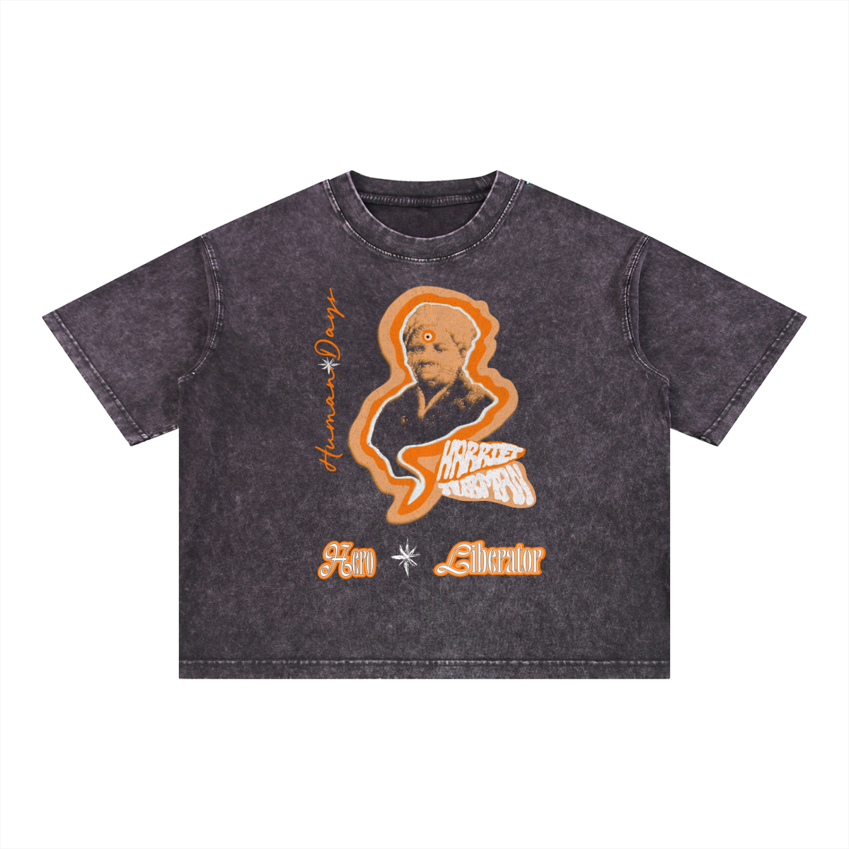 The Tubman Tee - Mineral Wash Boxy Cotton T-Shirt, detail view