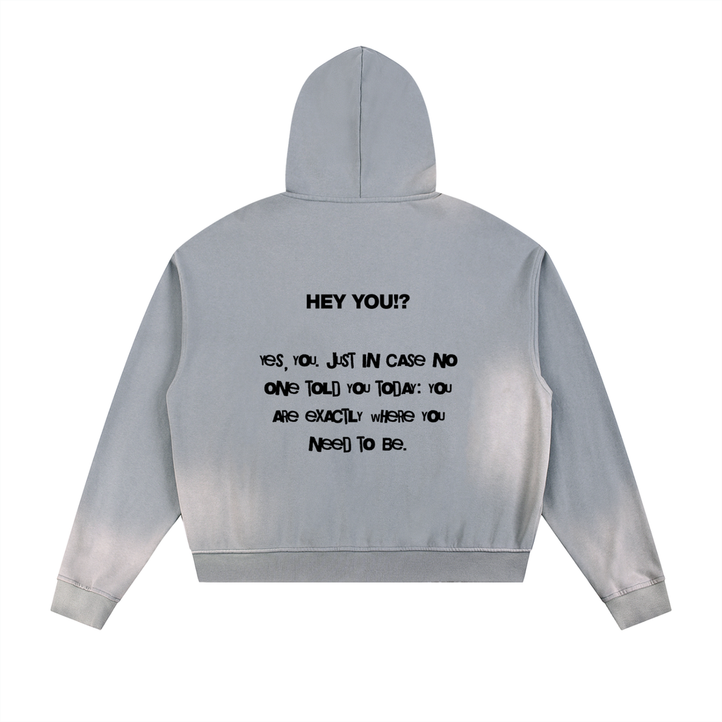 Hey You!? Washed Hoodie — Black