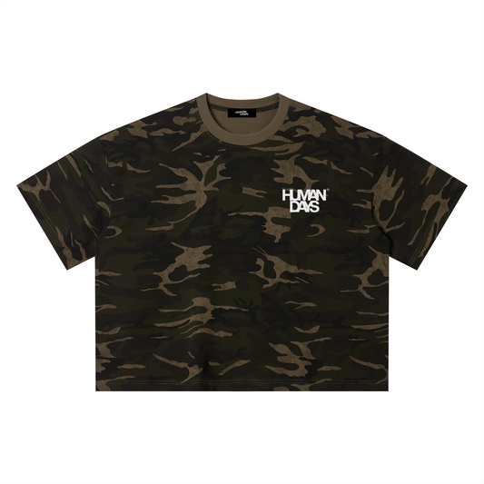 The Flower Power Tee - Love Somebody Green & Yellow Print, front view